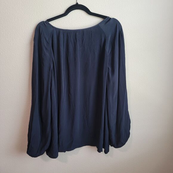 J.Jill Floral Embroidered Blouse Navy 2X Top - Picture 3 of 9